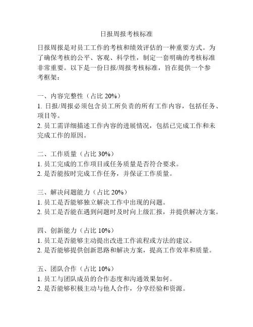 日报周报考核标准