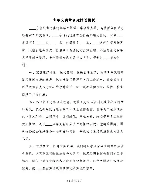 青年文明号创建计划模板(4篇)