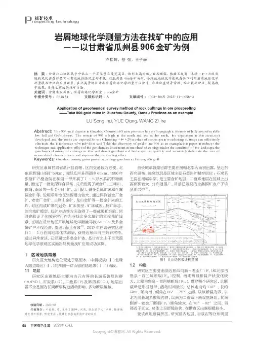岩屑地球化学测量方法在找矿中的应用——以甘肃省瓜州县906金矿为例
