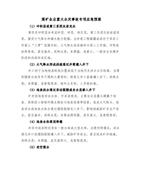 煤矿企业重大水灾事故专项应急预案(3篇)