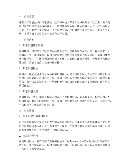 数字识别实训报告心得体会