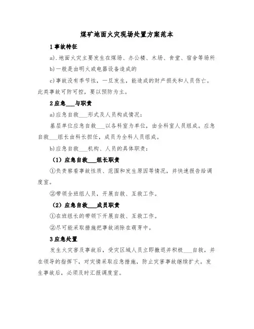 煤矿地面火灾现场处置方案范本(二篇)