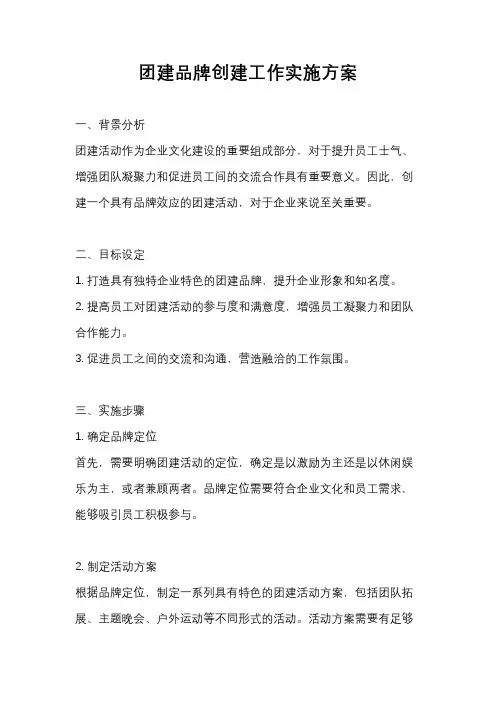 团建品牌创建工作实施方案