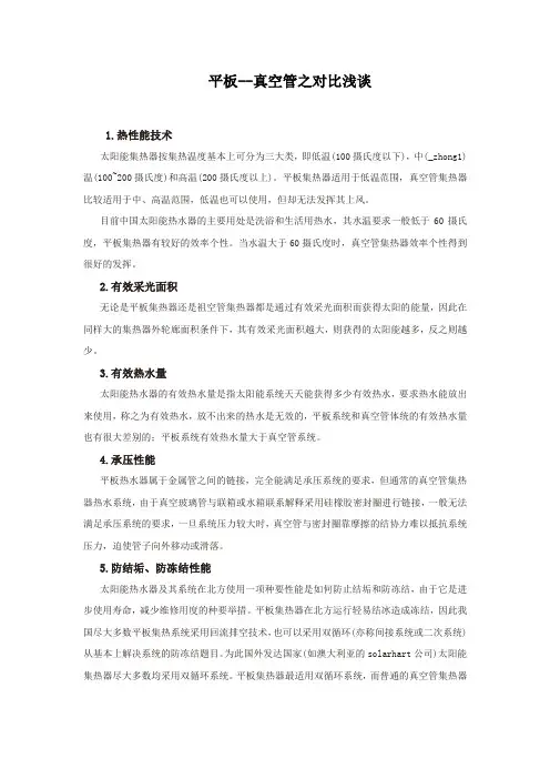 平板集热器与真空管集热器的对比