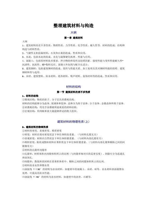 整理建筑材料与构造