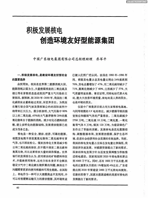 积极发展核电 创造环境友好型能源集团