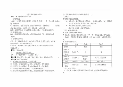 初三化学溶液知识点总结