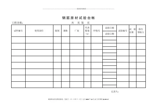 工程试验台帐(内容齐全)