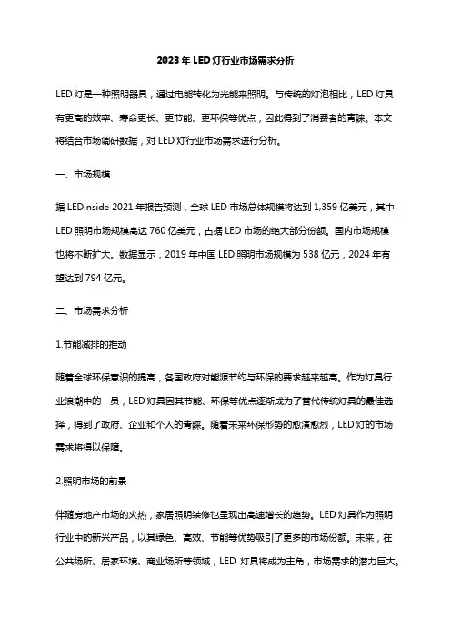 2023年LED灯行业市场需求分析