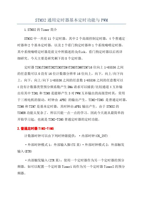 STM32通用定时器基本定时功能与PWM