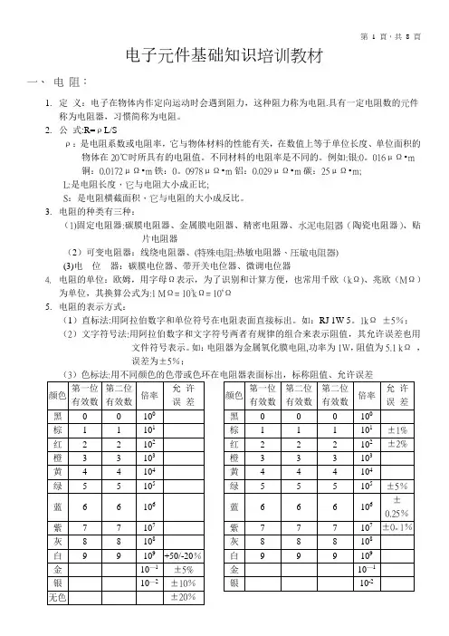 电子元件基础知识培训教材
