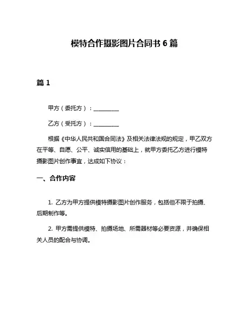 模特合作摄影图片合同书6篇