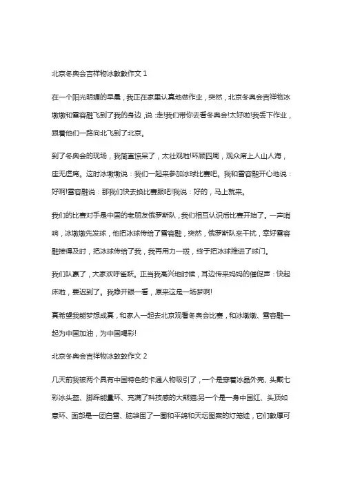 北京冬奥会吉祥物冰敦敦作文10篇