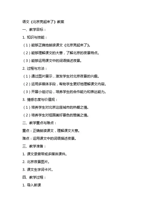 语文《北京亮起来了》教案