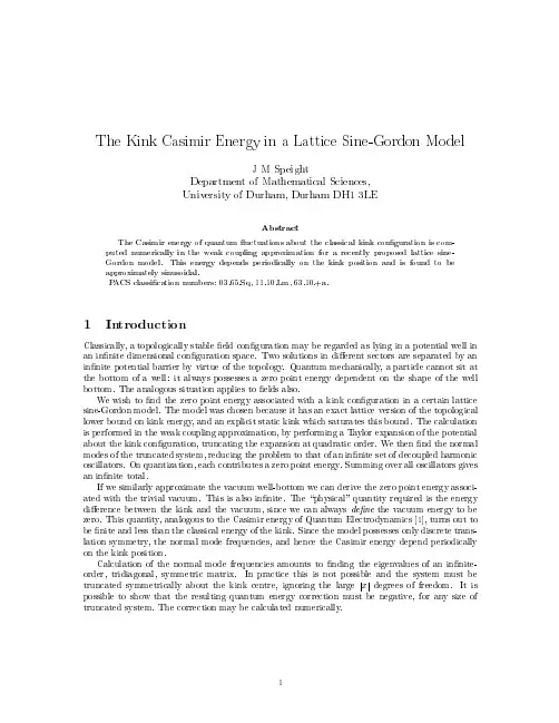 Kink Casimir energy in a lattice sine-Gordon model Phys