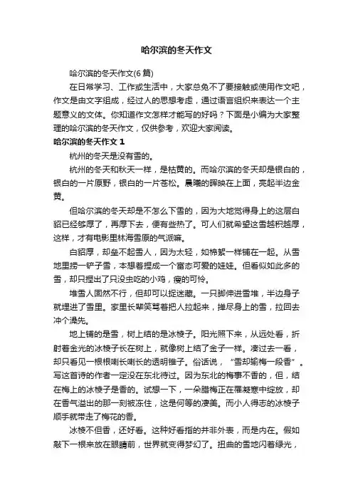 哈尔滨的冬天作文