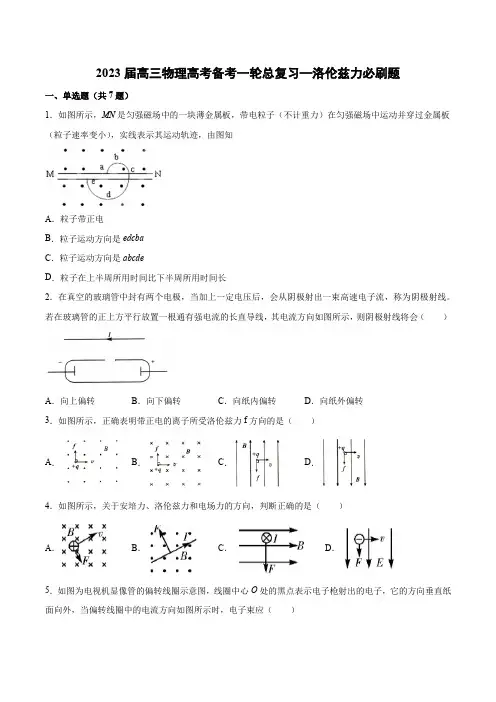 高三物理备考一轮总复习—洛伦兹力必刷题 Word版含解析