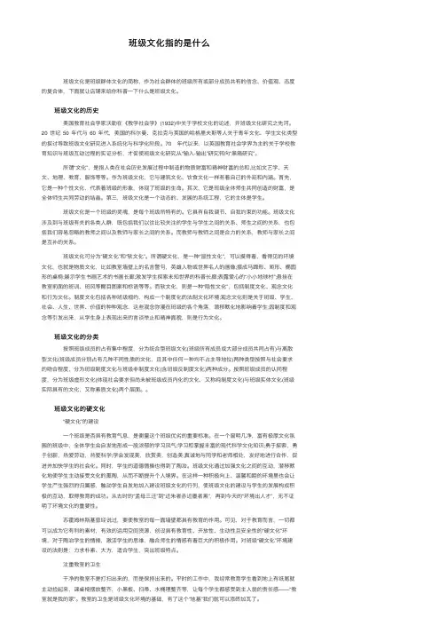 班级文化指的是什么