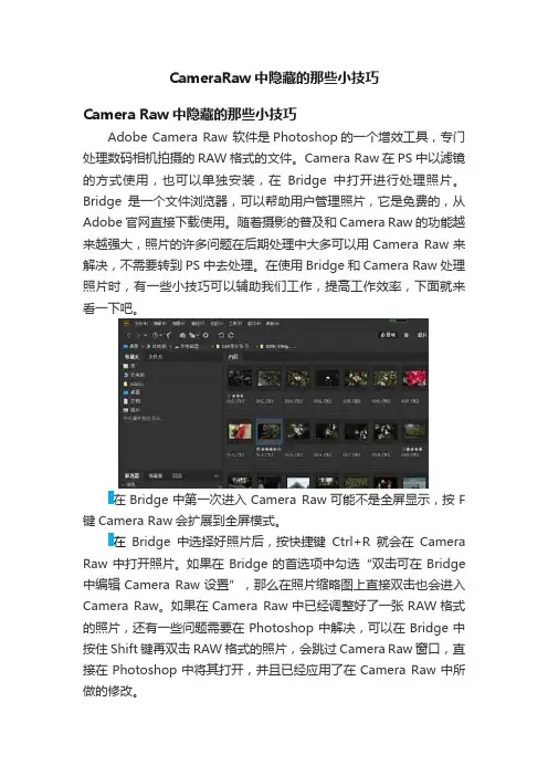 CameraRaw中隐藏的那些小技巧