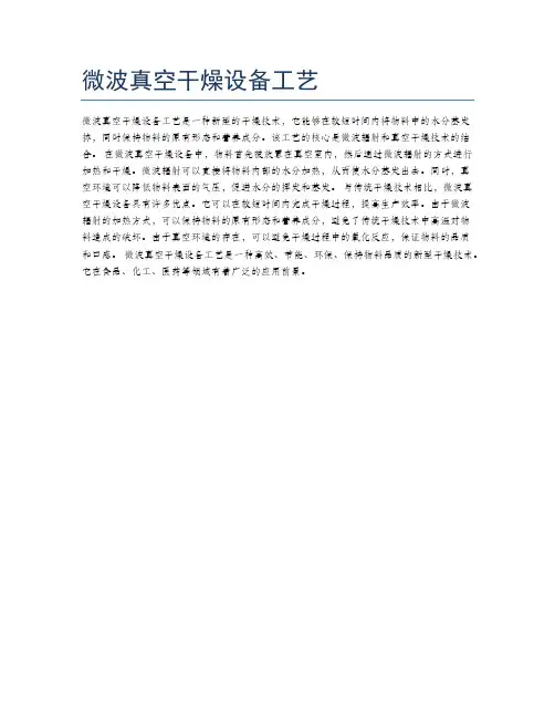 微波真空干燥设备工艺
