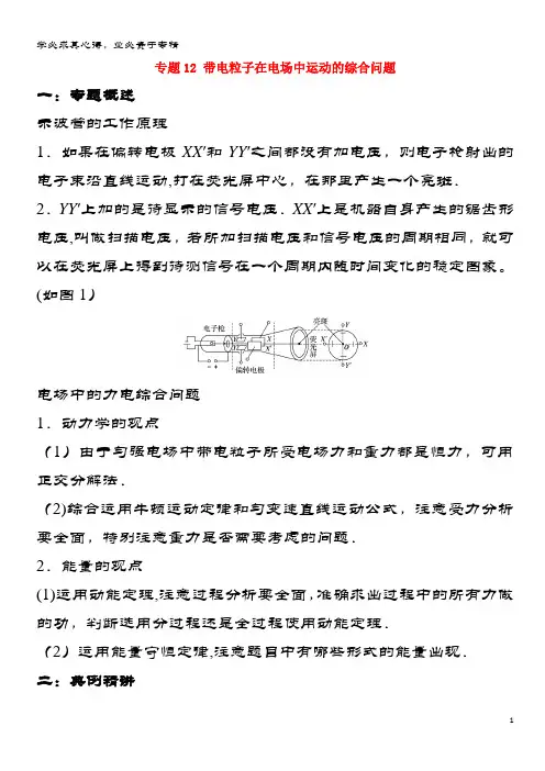 高一物理 电专题提升 专题12 带电粒子在电场中运动的综合问题