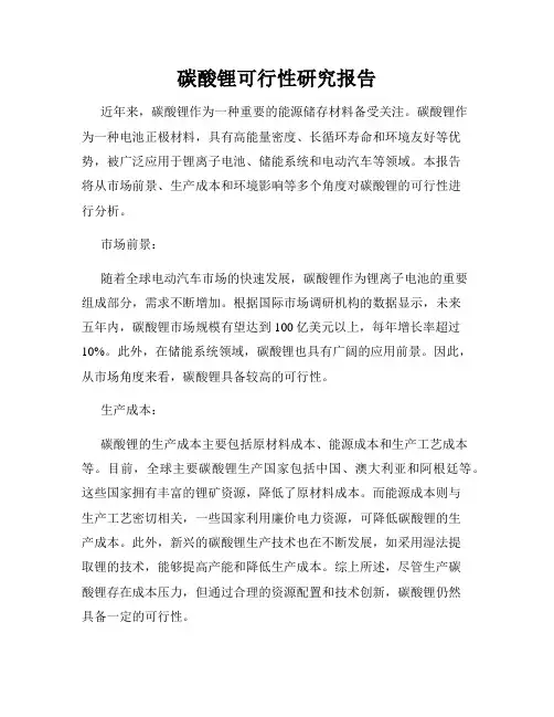 碳酸锂可行性研究报告