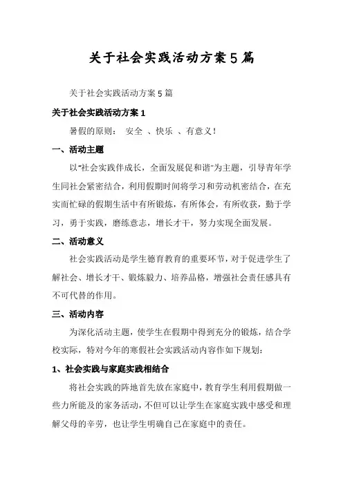 关于社会实践活动方案5篇