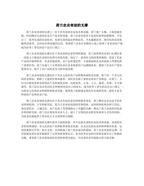 荷兰农业奇迹的支撑