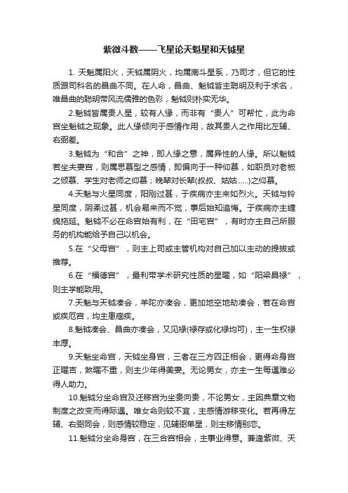 紫微斗数——飞星论天魁星和天钺星