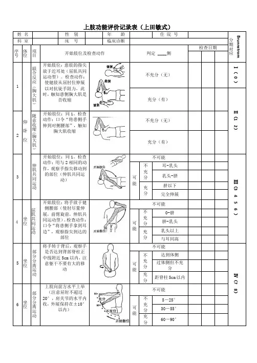 表9 上田敏功能评定表