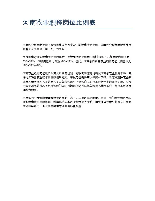 河南农业职称岗位比例表