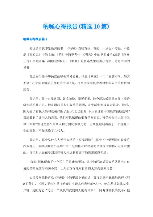 呐喊心得报告(精选10篇)