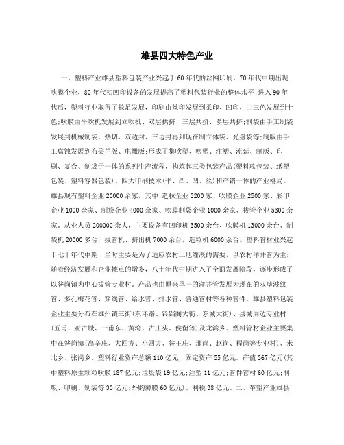 雄县四大特色产业