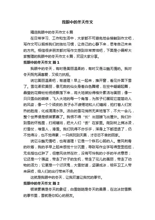 精选我眼中的冬天作文6篇