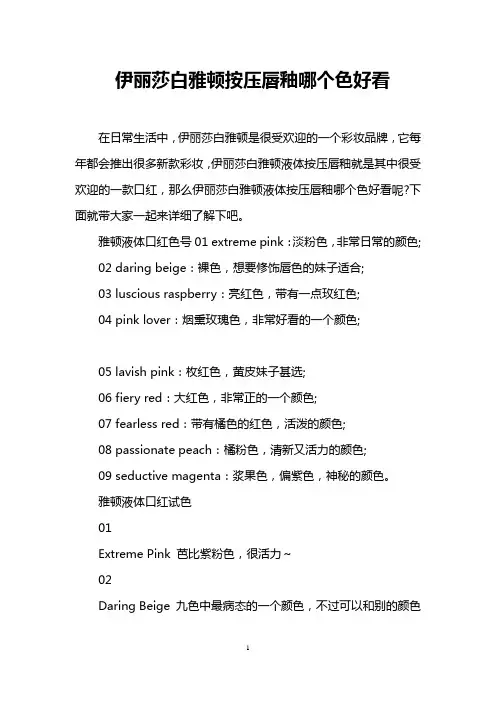 伊丽莎白雅顿按压唇釉哪个色好看