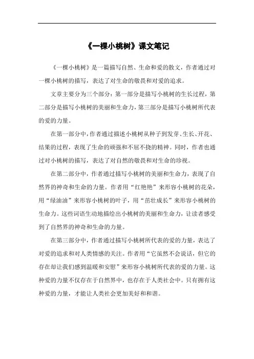 《一棵小桃树》课文笔记