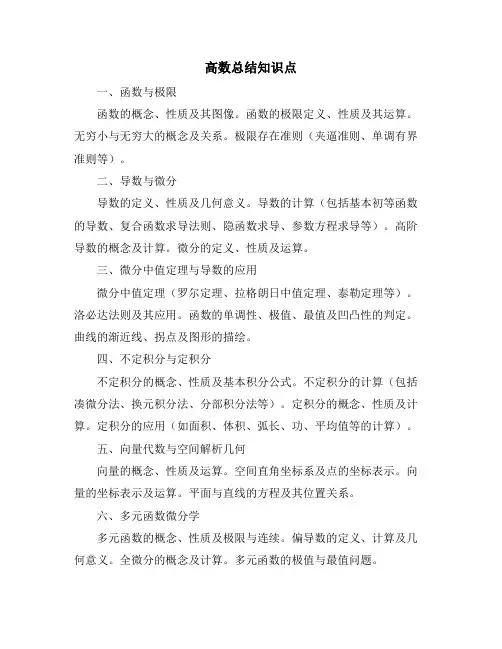 高数总结知识点