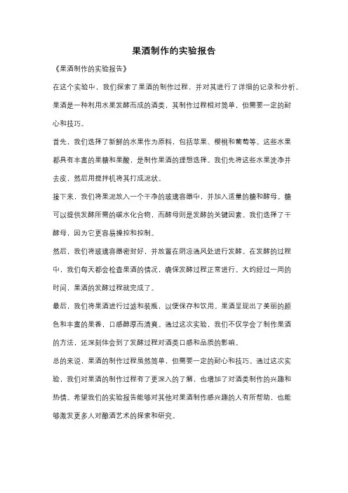 果酒制作的实验报告