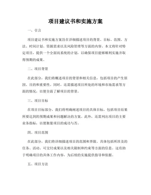 项目建议书和实施方案
