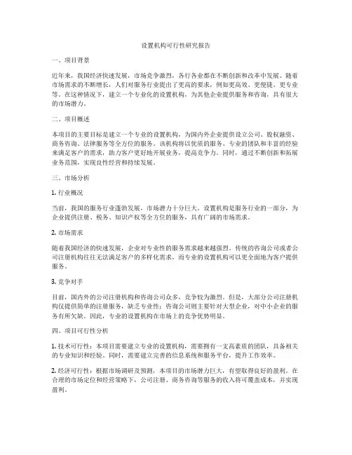 设置机构可行性研究报告