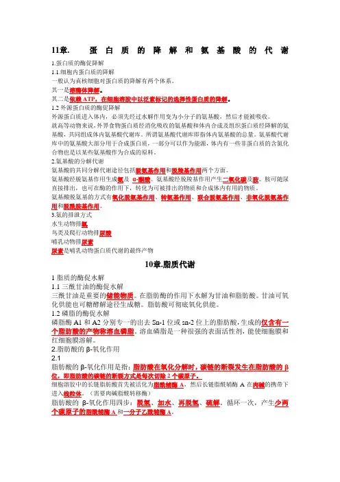 生物化学总结复习笔记