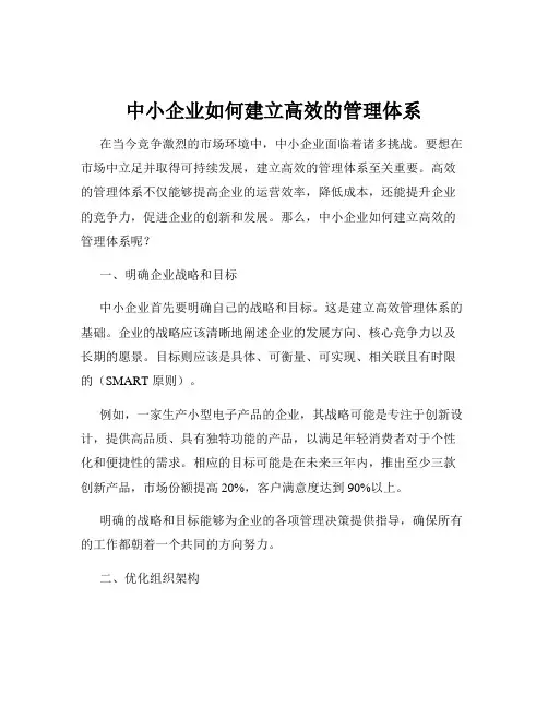 中小企业如何建立高效的管理体系
