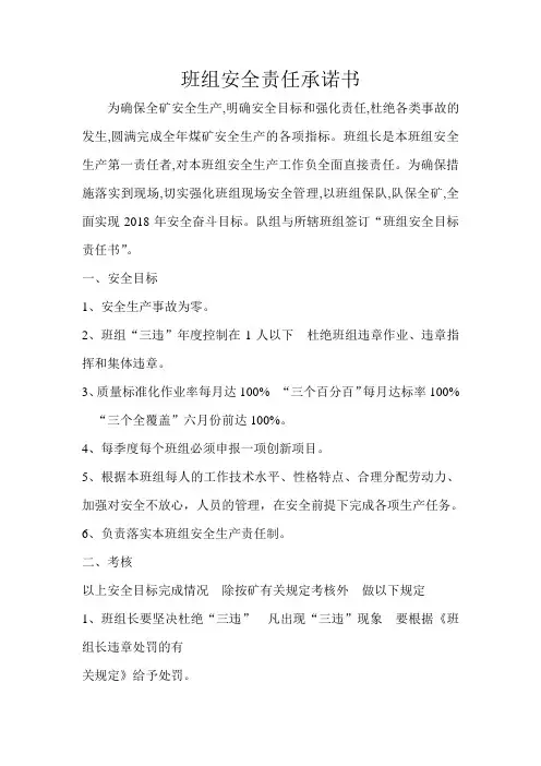 班组安全目标责任书