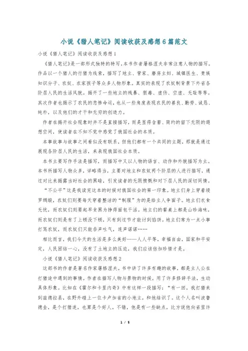 小说《猎人笔记》阅读收获及感想6篇范文