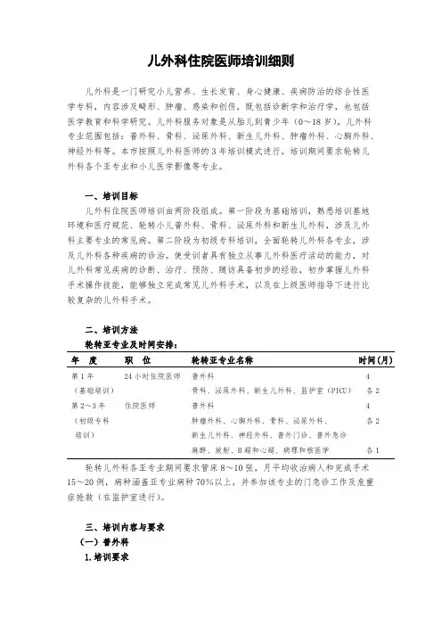 【VIP专享】儿外科住院医师培训细则