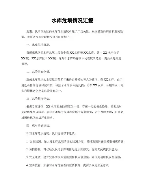 水库危坝情况汇报