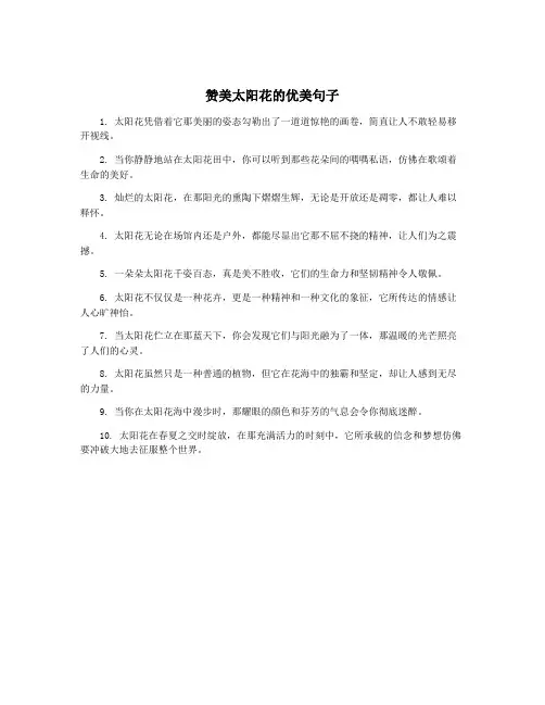 赞美太阳花的优美句子