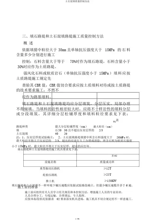 土石混填质量控制办法