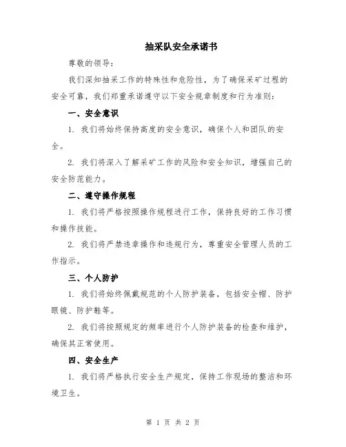 抽采队安全承诺书