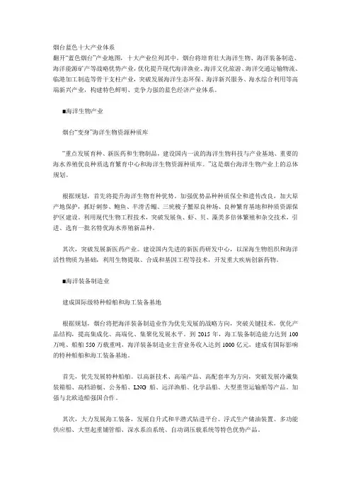 烟台蓝色十大产业体系